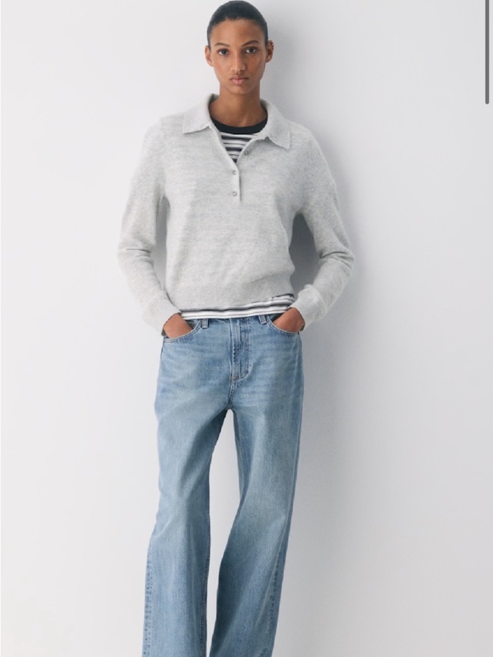 Aritzia BARE CASHMERE POLO LONGSLEEVE